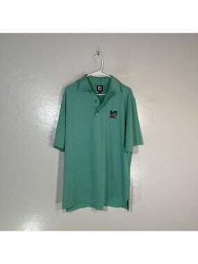 FootJoy Polo Shirt Mens Medium Green Geometric Desert Springs Golf Stretch Top